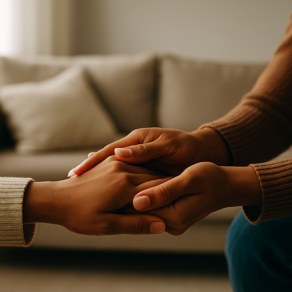 Two hands reaching out in support
