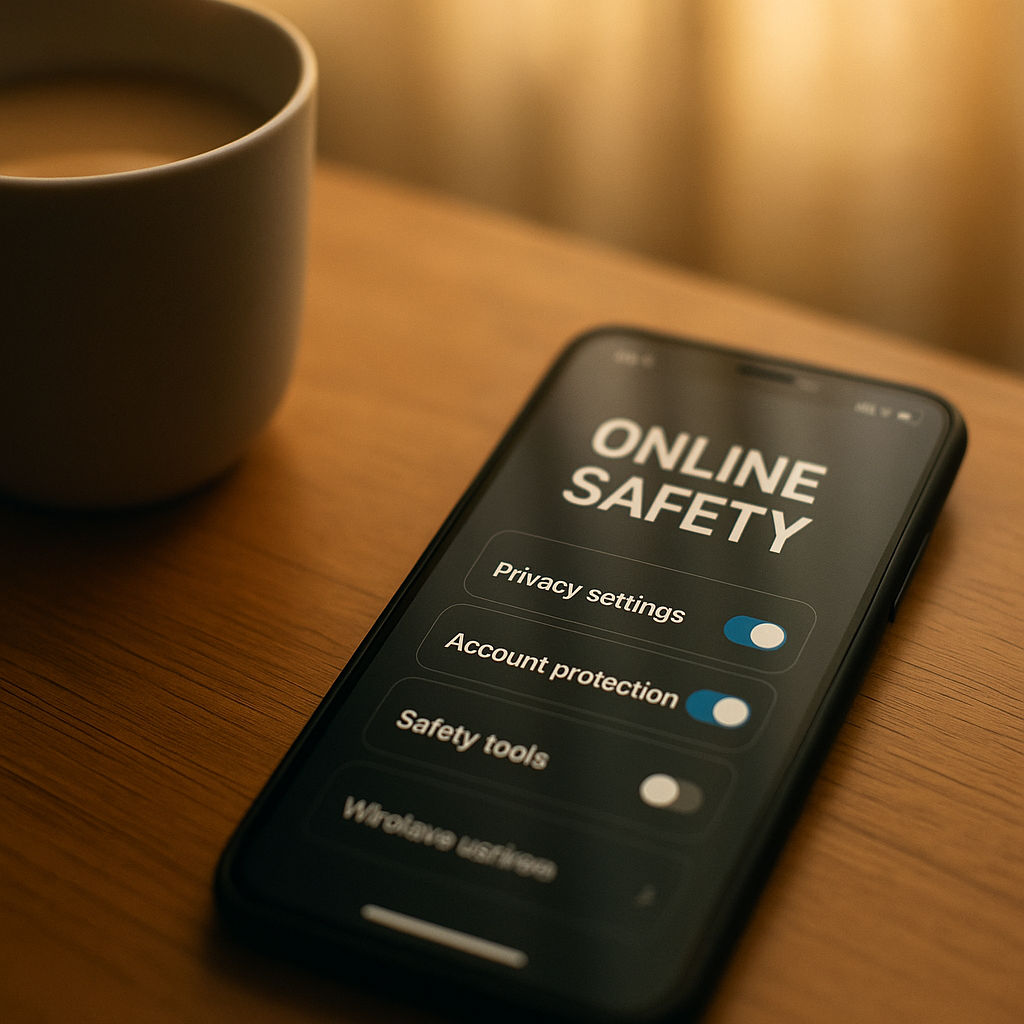 Phone showing privacy and safety settings toggled on