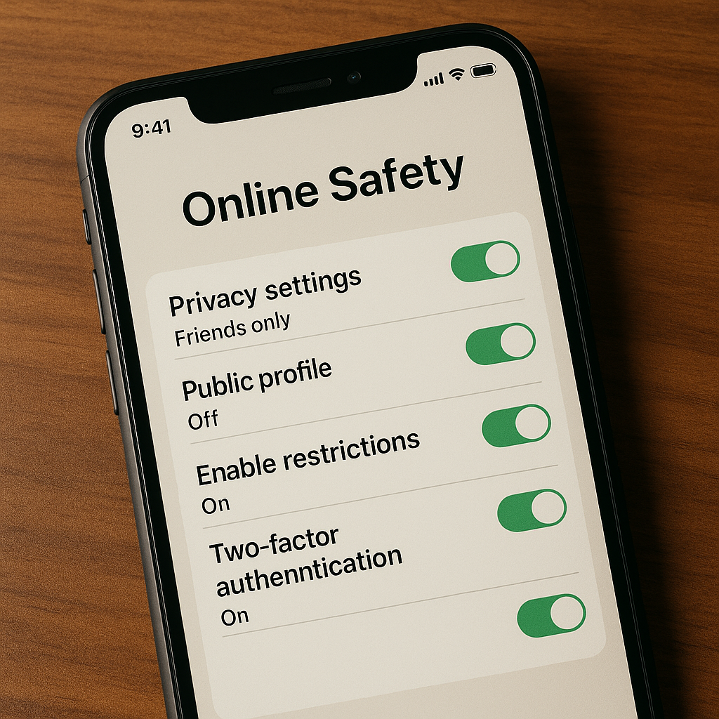 Phone with privacy and safety toggles enabled