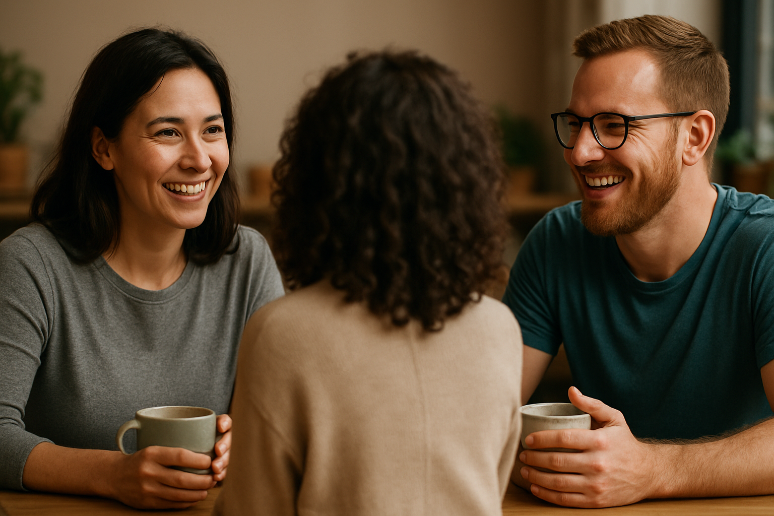 People in a friendly chat over coffee
