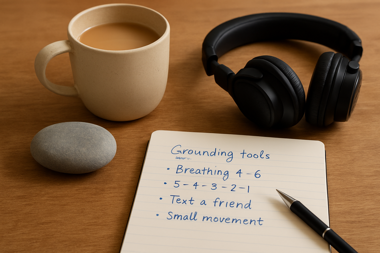 Notebook with grounding steps written down