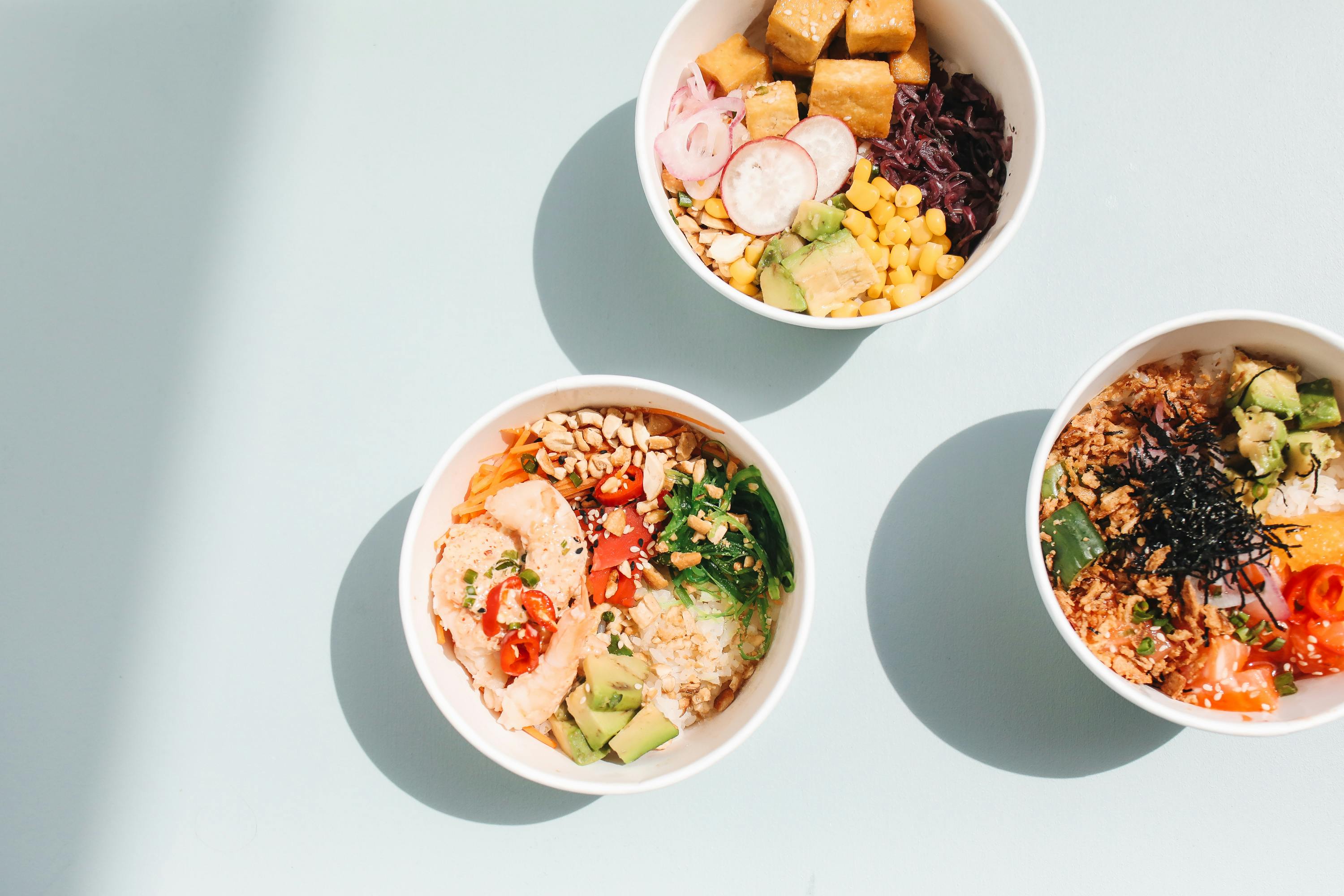 Healthy meal prep bowls and vegetables