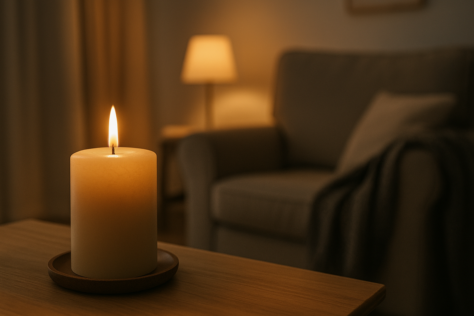 Soft morning light through curtains, quiet room
