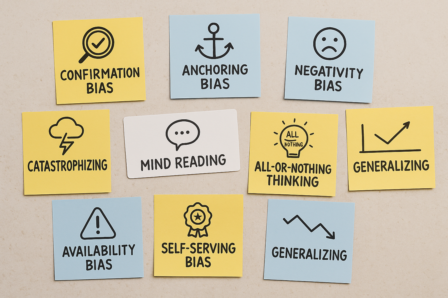 Simple icons representing quick mental shortcuts